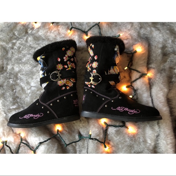Ed Hardy Shoes - 🌟NWT🌟 Ed Hardy | Suede Faux Fur Lined Boots